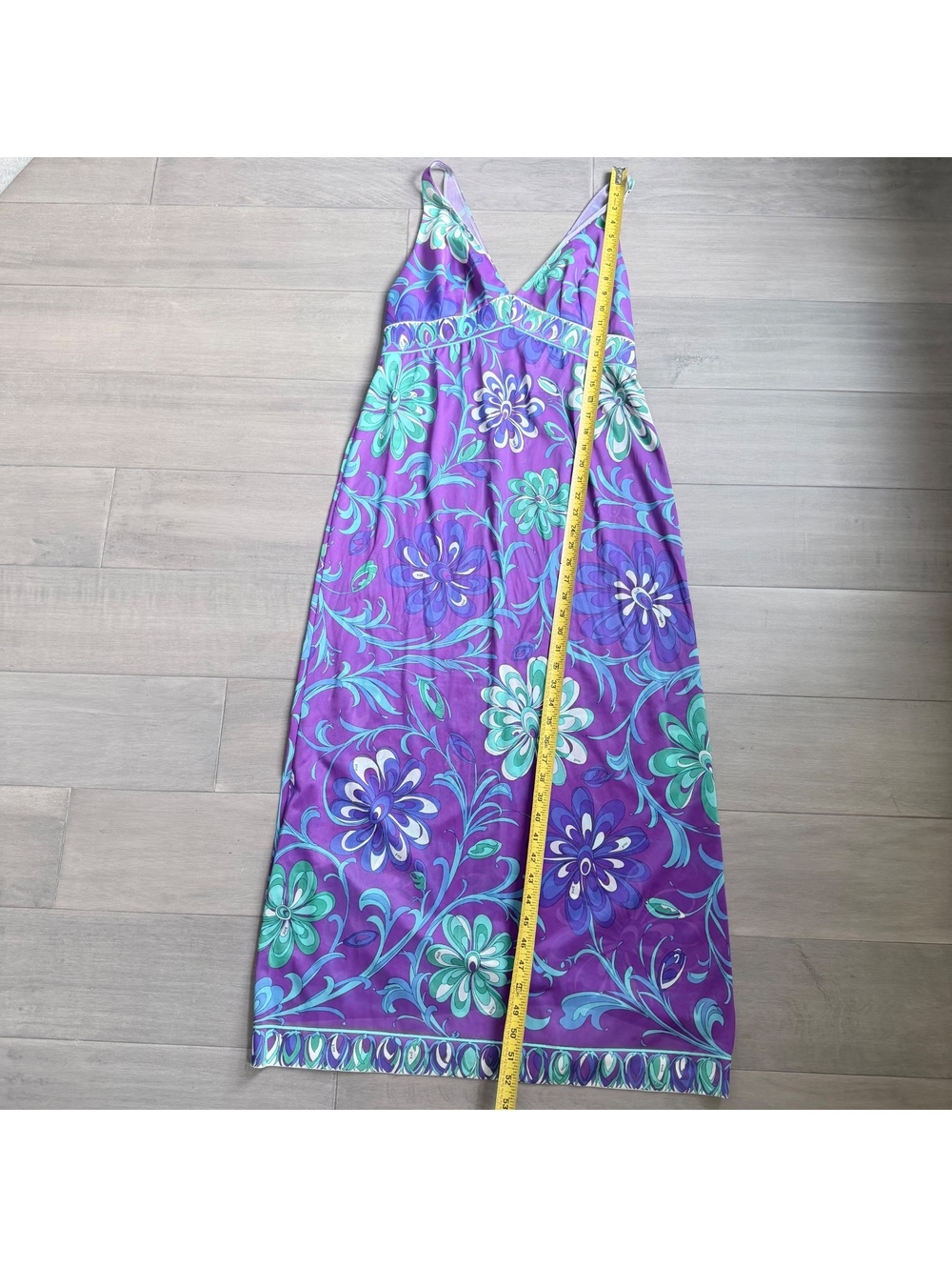 Vintage Emilio Pucci Formfit Rogers Purple Floral Maxi Dress Size S-M - Picture 8 of 11